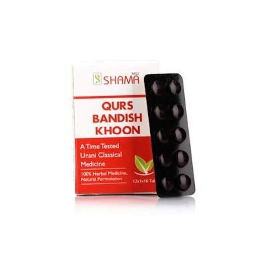 New Shama Qurs Bandish Khoon (Blister Strip) 1X10X12 Tab New Shama Qurs Bandish Khoon (Blister Strip) 1X10X12 Tab